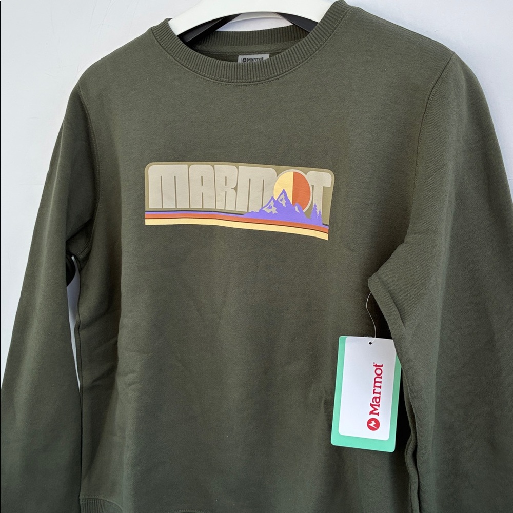 Marmot Women’s Montane Crew Sweatshirt Crewneck Sweater Nori Olive Green Large
